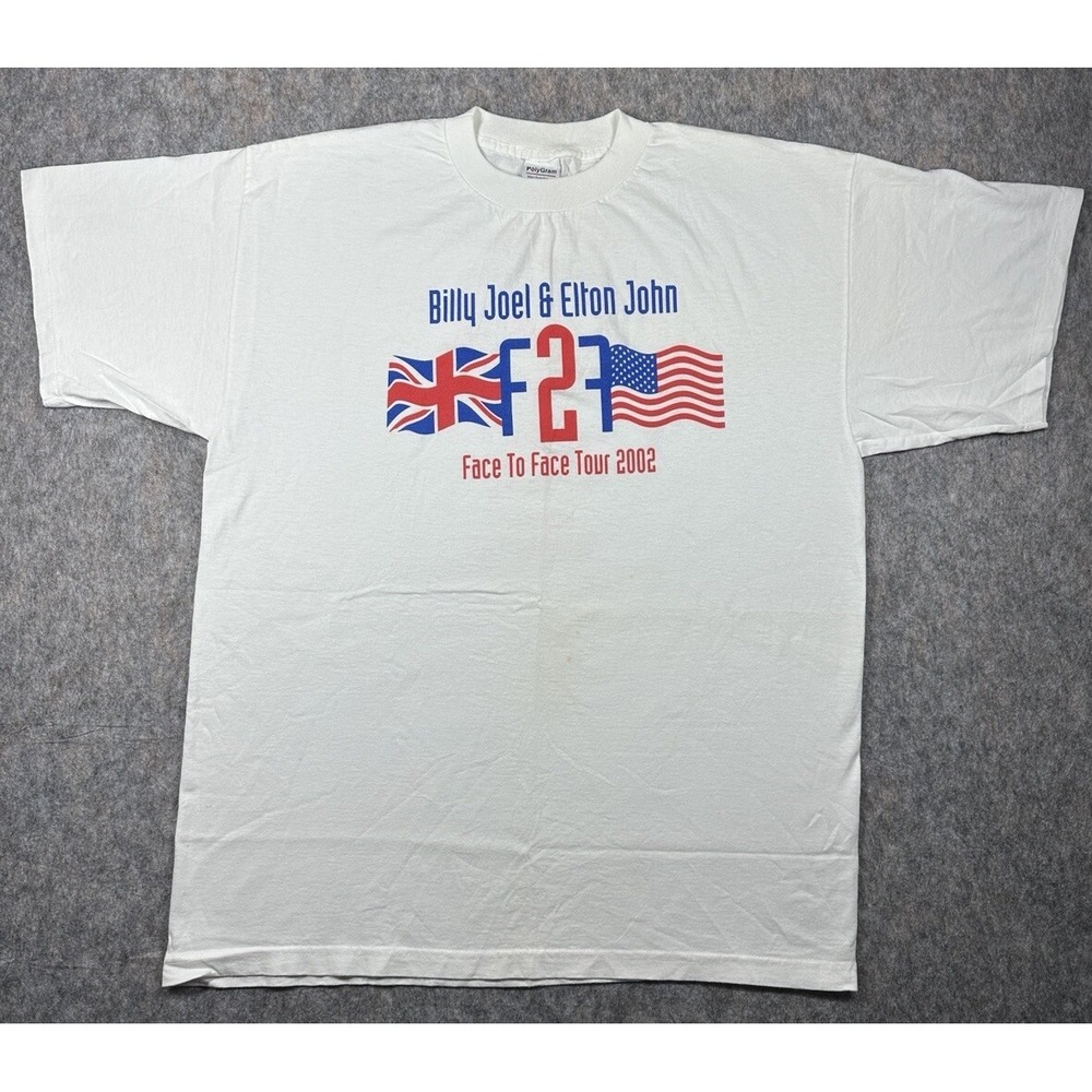 Elton John Billy Joel Shirt Adult Extra Large White face to face 2002 World Tour